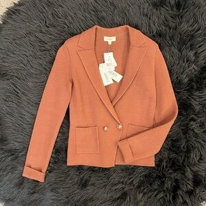 L'AGENCE Sofia Brown/Rust Double-Breasted Blazer